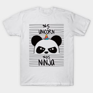 Ninja x Unicorn Cute Panda Funny Kids Girls Design T-Shirt